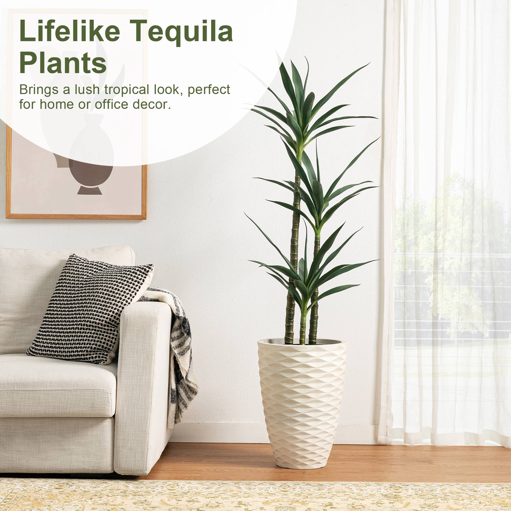 Glitzhome® 4.25ft. Faux Tequila Plant in Pot
